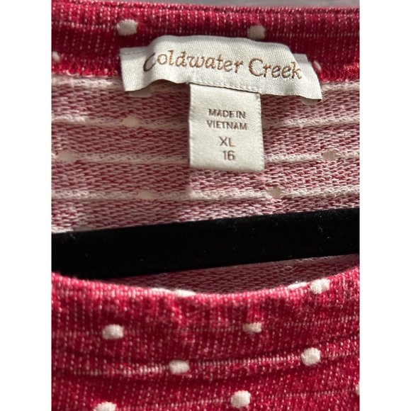 Coldwater Creek size XL 100% cotton red Swiss dot cropped long sleeve top - Picture 4 of 7